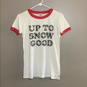 White tee with red accents